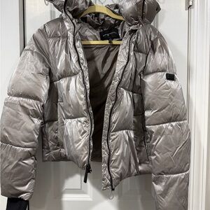 BCBGMaxAzria Metallic Silver Puffer Jacket